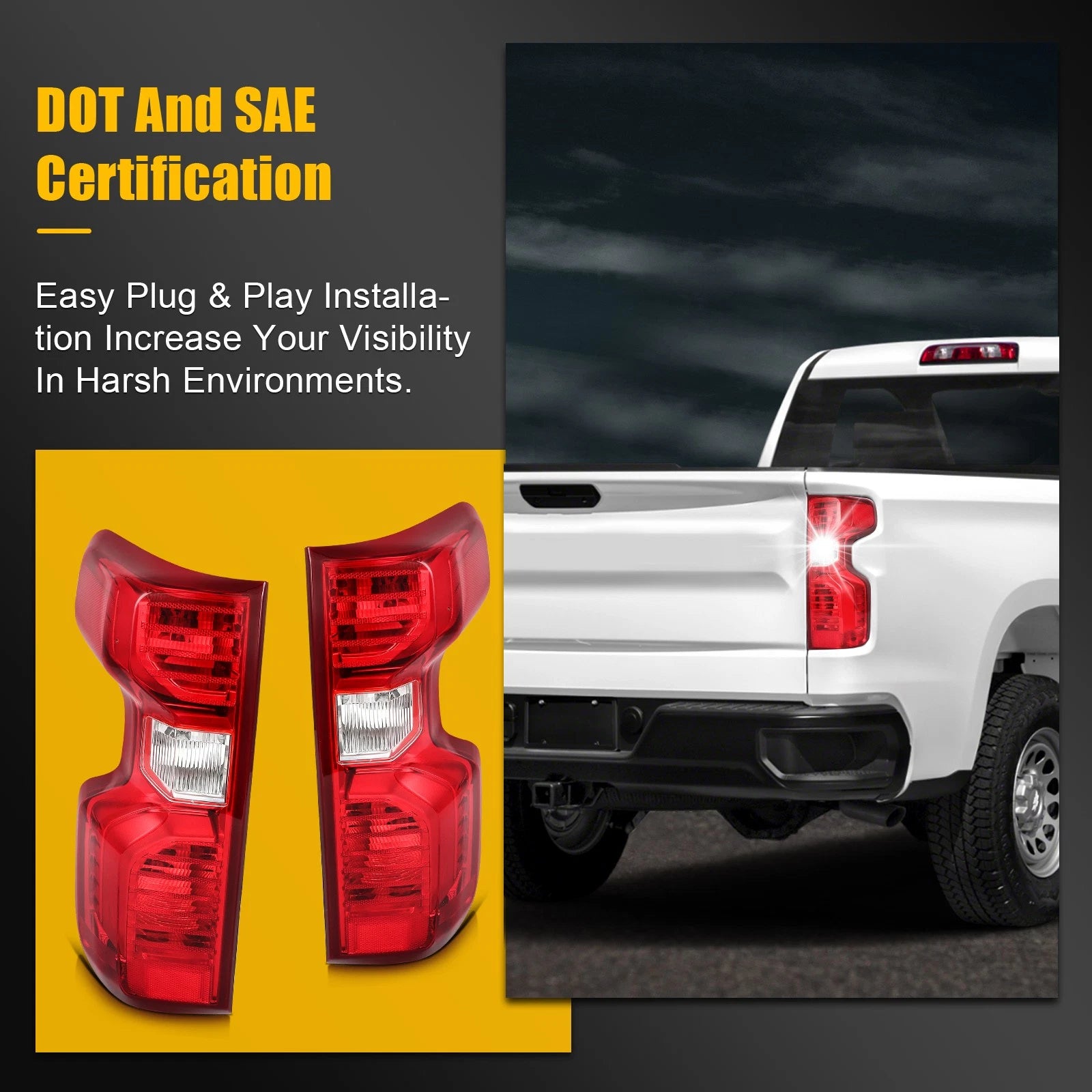 Set of 2 Tail Lights Assembly for Chevy Silverado 1500 2500HD 3500HD