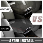 Center Console Armrest Cover for Ford Ranger (2019–2021) Black Red Stitch