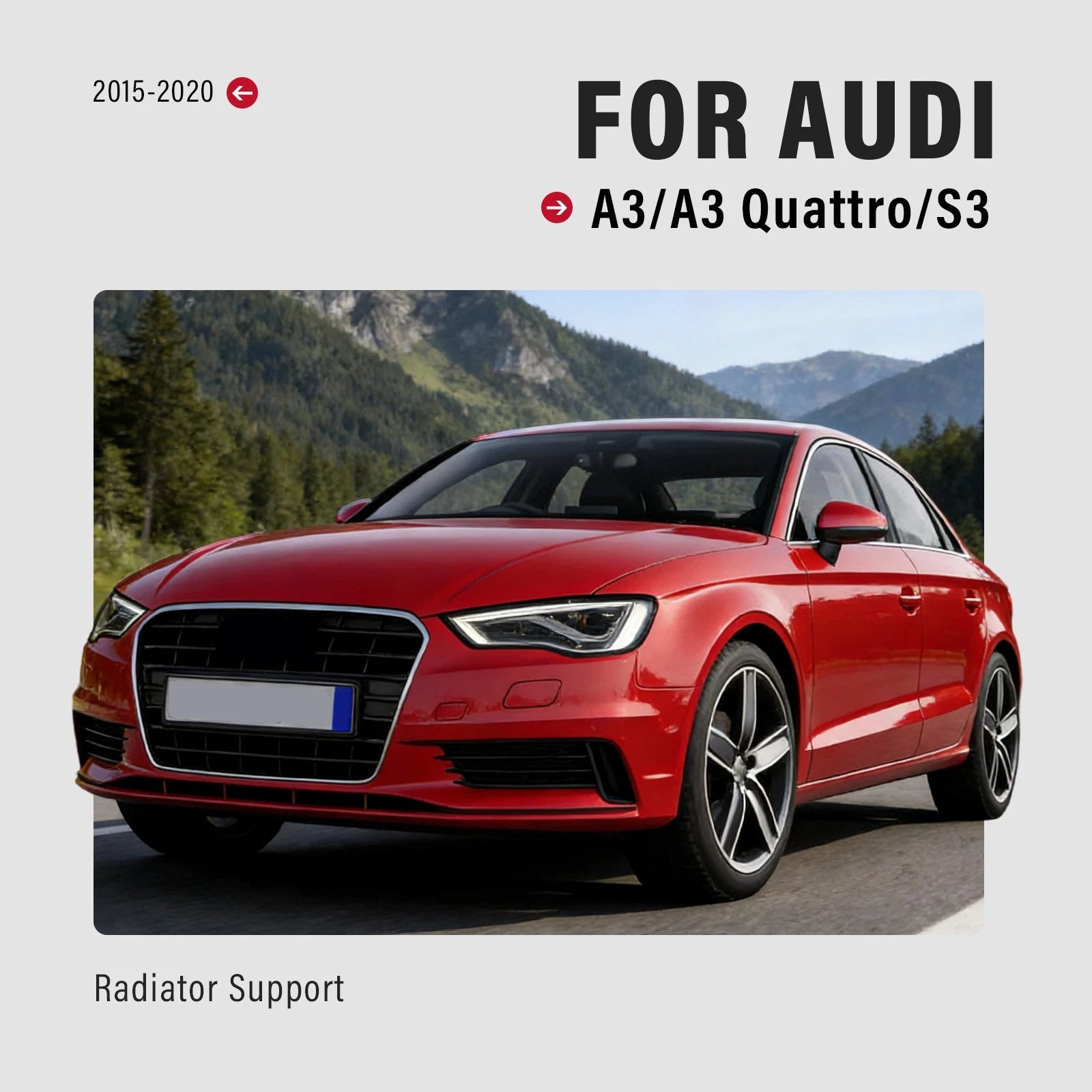Radiator Support Assembly for Audi A3 Quattro S3 Sedan (2015–2020) #8V0805588