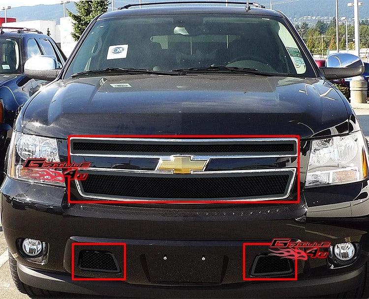 Black Mesh Grille Combo for Chevy Tahoe/Suburban/Avalanche (2007–2014)