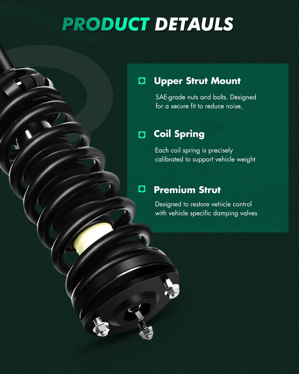 2 Front Struts Springs & 2 Rear Shocks for Ford Fusion V6 (2010–2012)