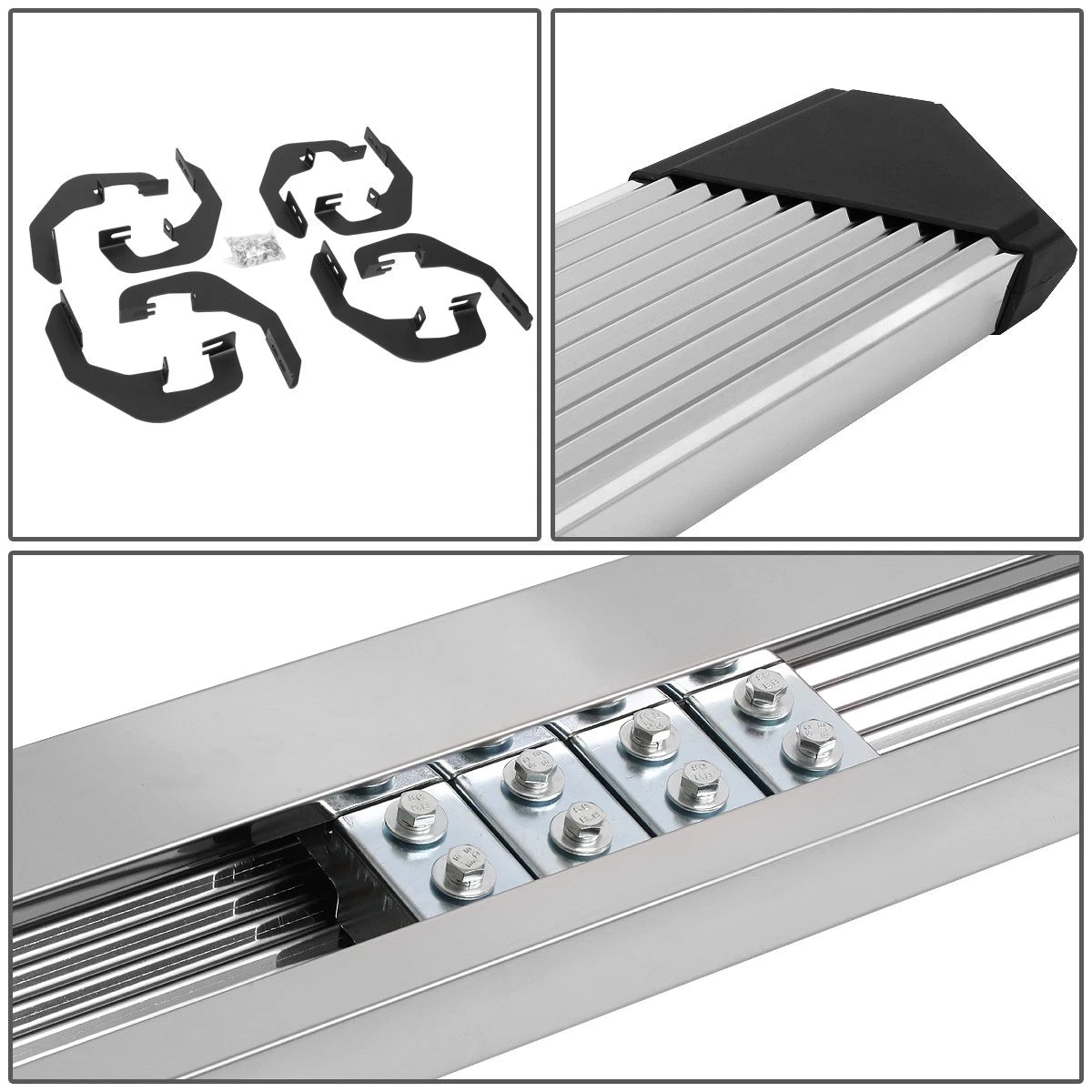 Set of 2 Pleated Step Bar Running Boards for Silverado Sierra Crew Cab (2007–2019)