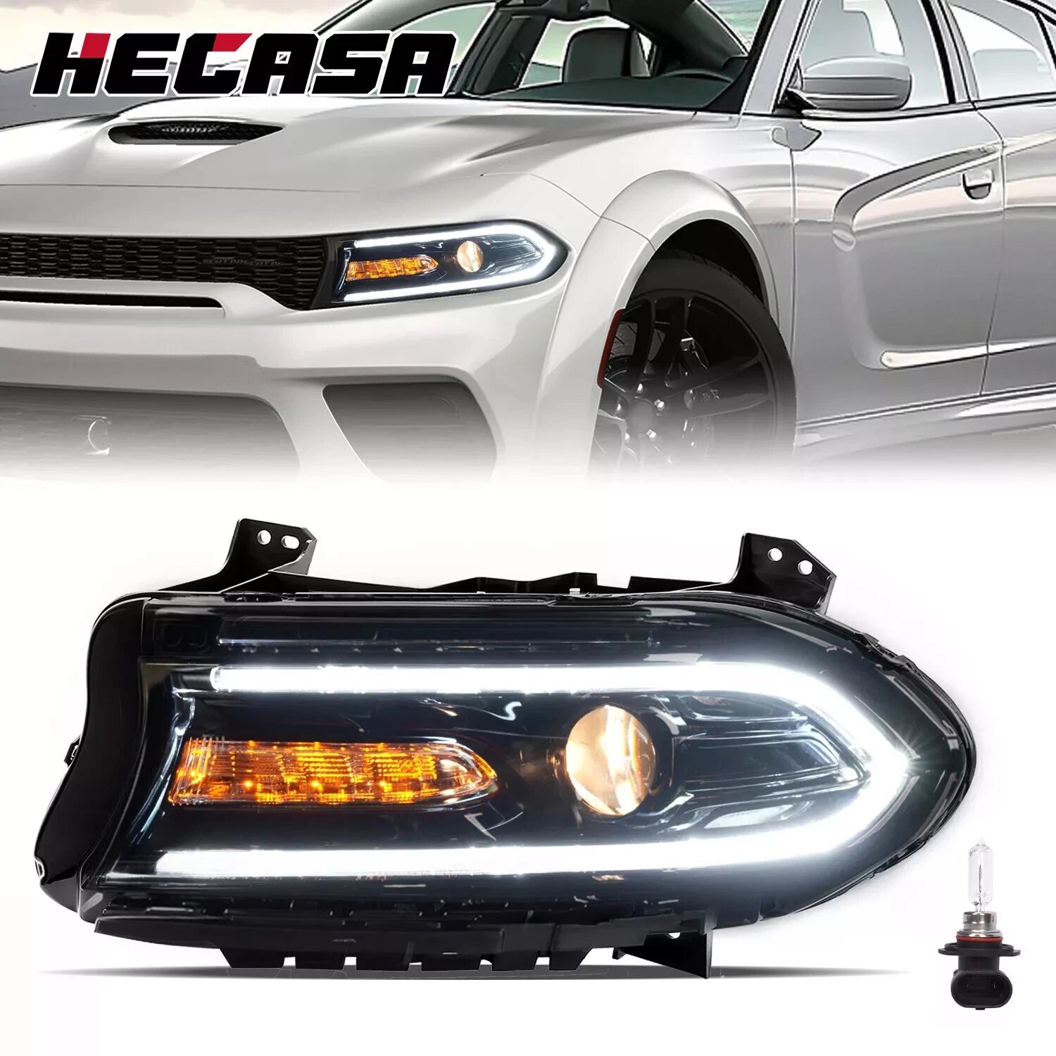 Halogen LED DRL Projector Headlight for Dodge Charger (2015–2022)