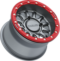 Raceline Alpha Wheel 15x7 Gunmetal/Red Beadlock for Polaris RZR R (2020–2023)