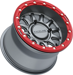 Raceline Alpha Wheel 15x7 Gunmetal/Red Beadlock for Polaris RZR R (2020–2023)