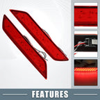 Rear Bumper LED Reflector Brake Tail Light Red Lens for Honda Civic Sedan (13-15)