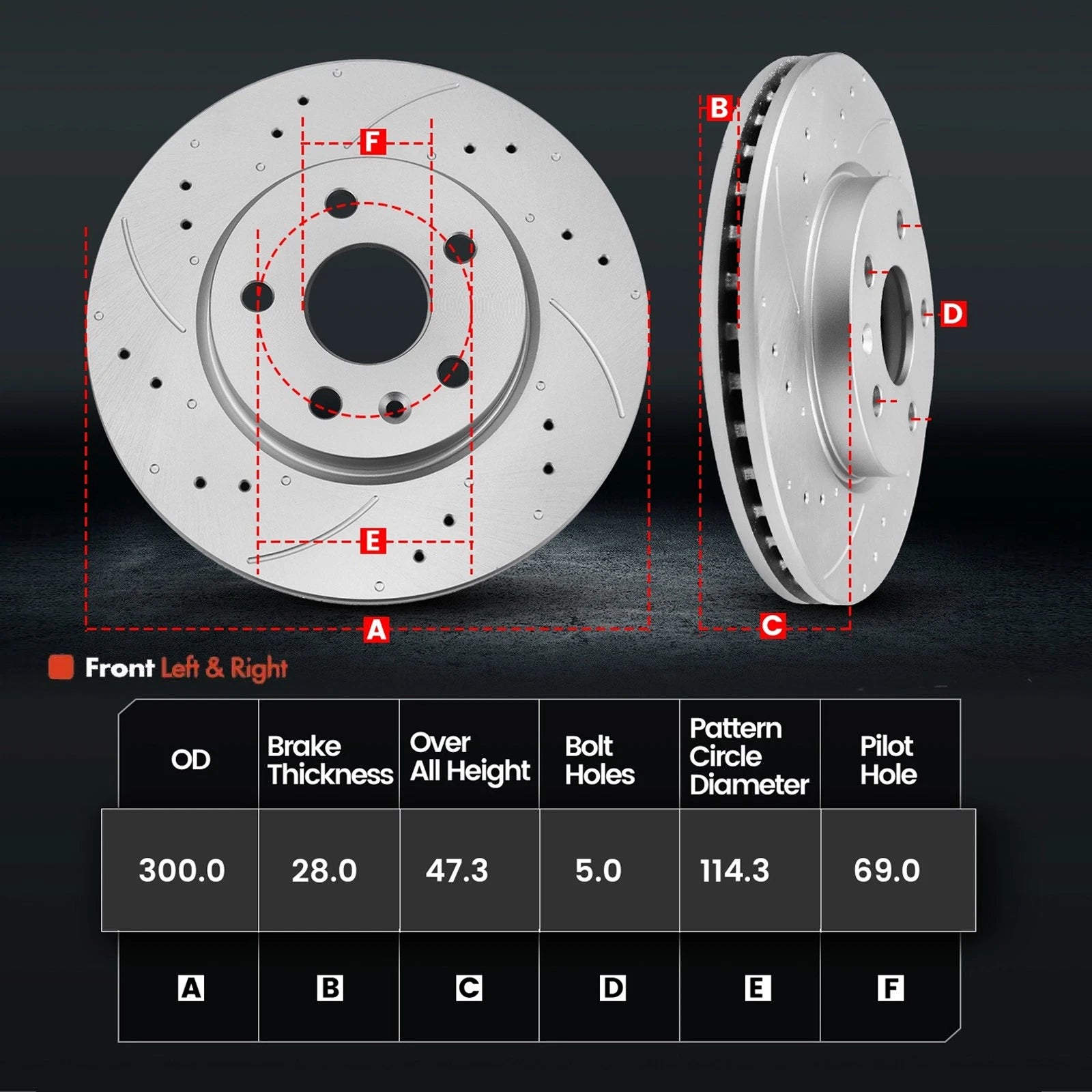 Front Disc Brake Rotors + Ceramic Brake Pads for Hyundai Santa Fe, Kia Sorento (2013–2020)