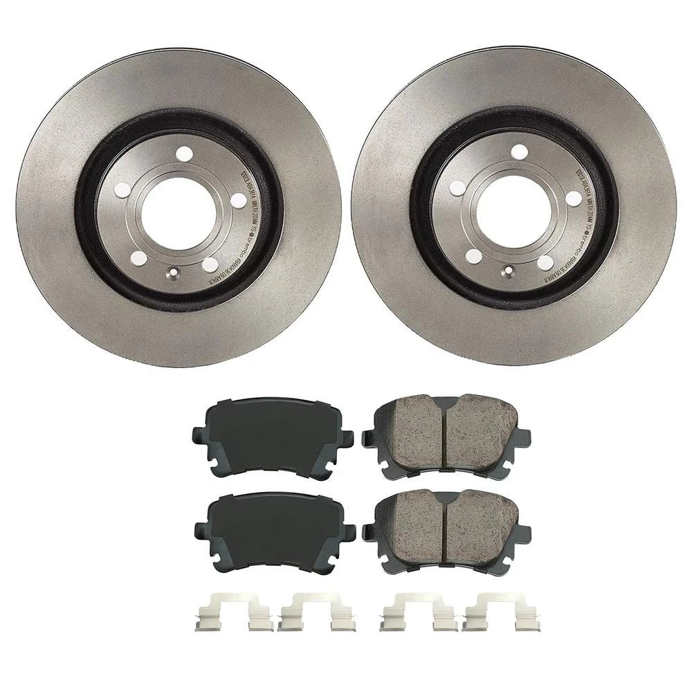Akebono EURO Rear Brake Kit 300mm Disc Rotors Ceramic Pads for Audi A4 (2004–2009)