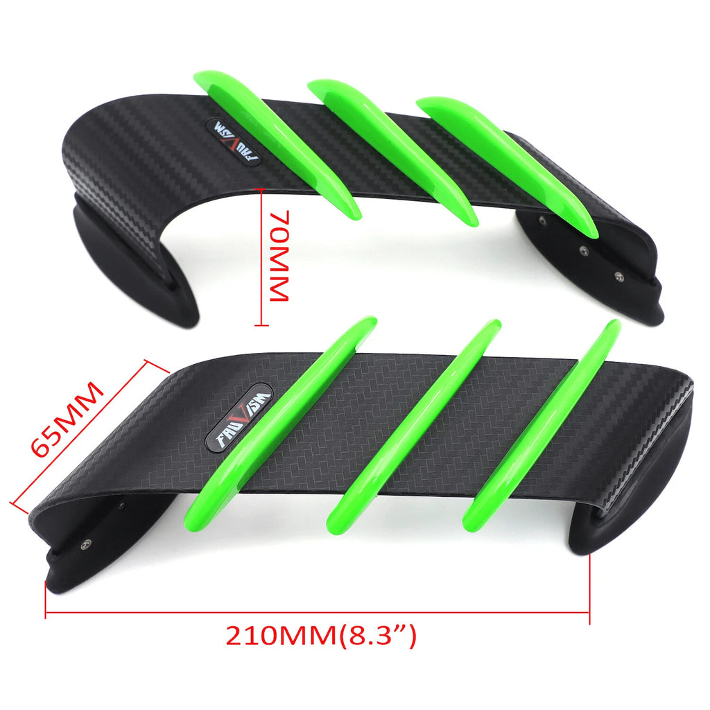 2X Green Motorcycle Side Winglet Air Deflector for Kawasaki