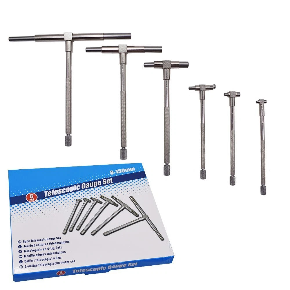 Set of 6 Precision Telescoping Gages for T-Bore Holes