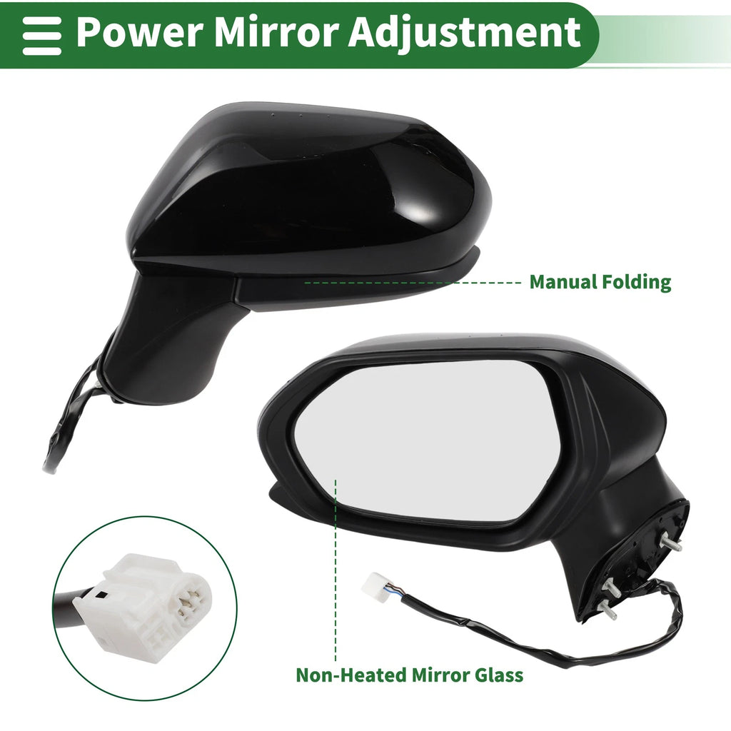 Left Side Door Mirror for Toyota Camry (Manual Folding, Gloss Black)