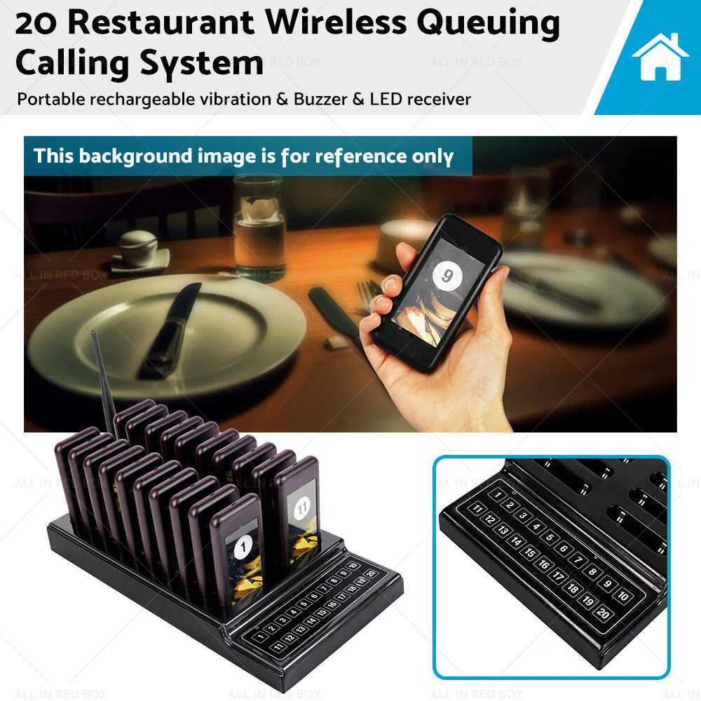 Coaster Pager Guest Call Wireless Queuing System for AU (20 Units)
