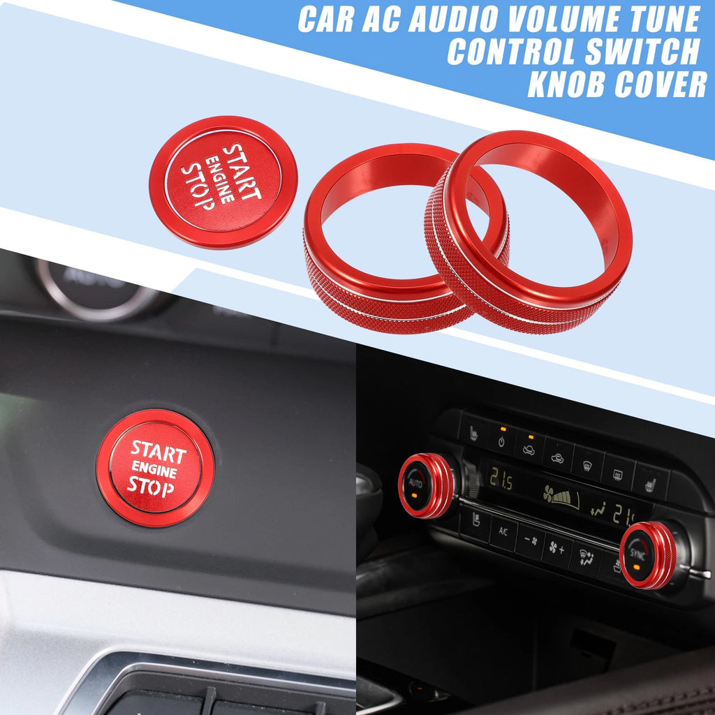Set of 2 AC Knob Engine Start Stop Button Covers for Nissan Rogue (2021–2022) Red