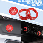 Set of 2 AC Knob Engine Start Stop Button Covers for Nissan Rogue (2021–2022) Red