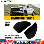 2X Smoke Headlight Side Marker Tint for Chevy Silverado 1500 (2022–2023)