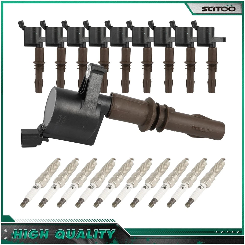 10X Ignition Coils & Spark Plugs for Ford F-250 F-350 F-450 Super Duty (2000–2010)