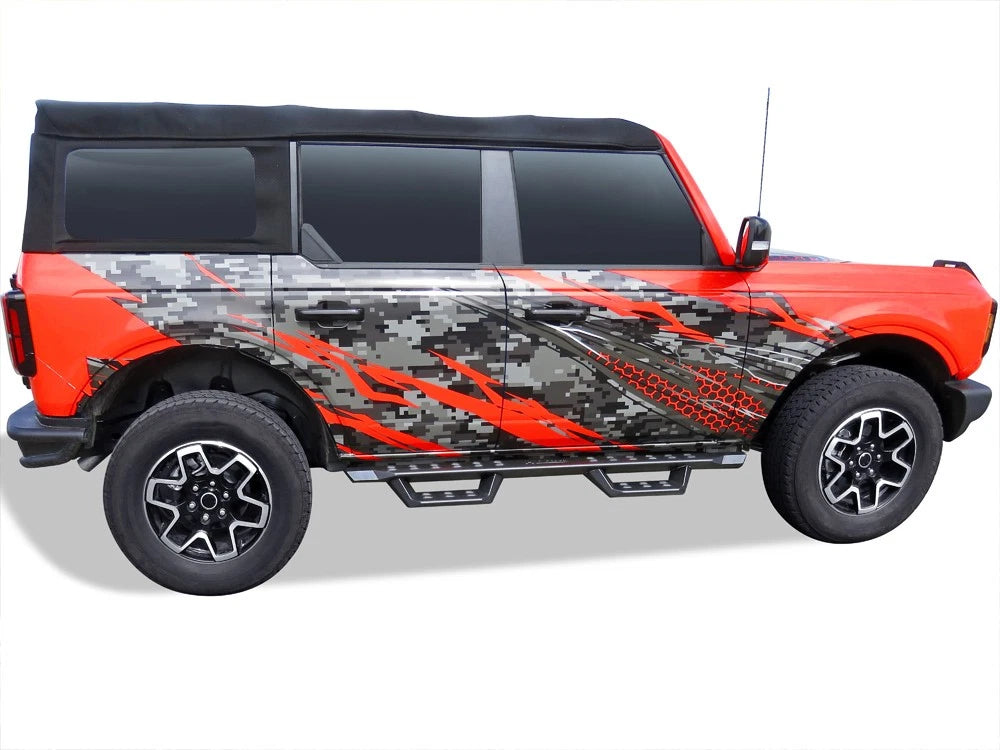 Black Overland Slider Drop Steps for Ford Bronco 4-Door (2021-2026)