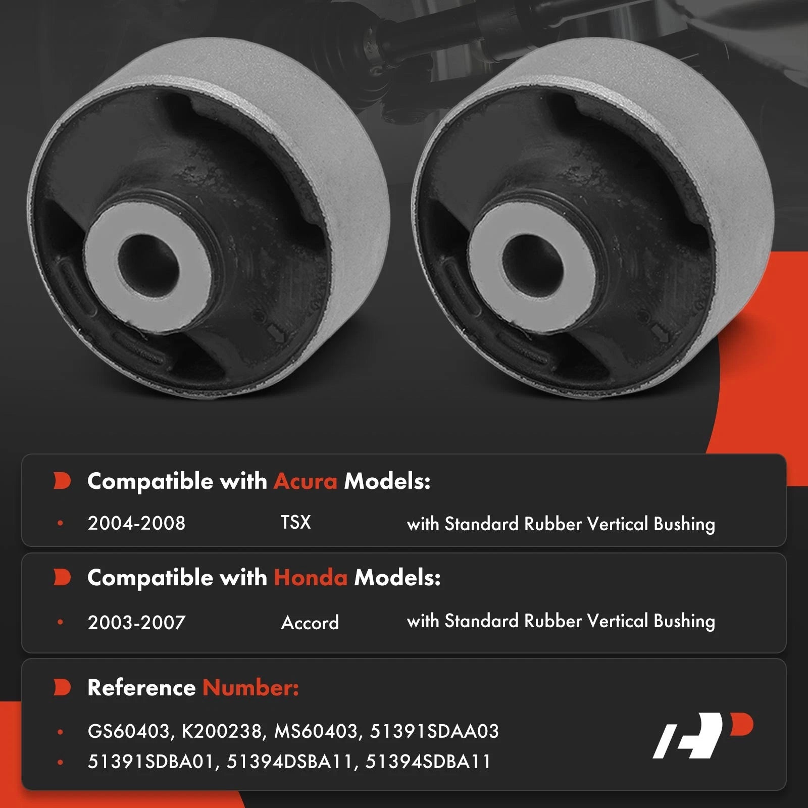 2X Control Arm Bushing for Honda Acura