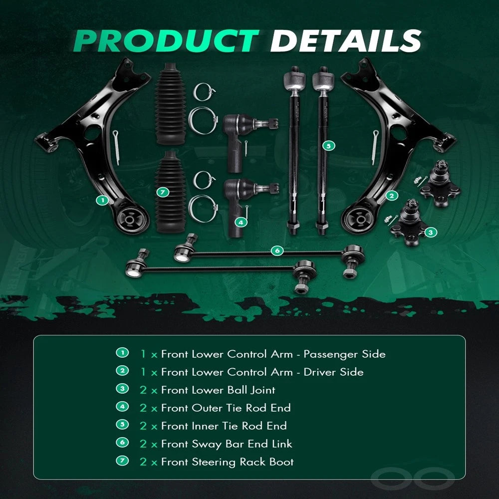 Front Control Arm Tie Rod Sway Bar Ball Joint for Pontiac Vibe (2003–2008)
