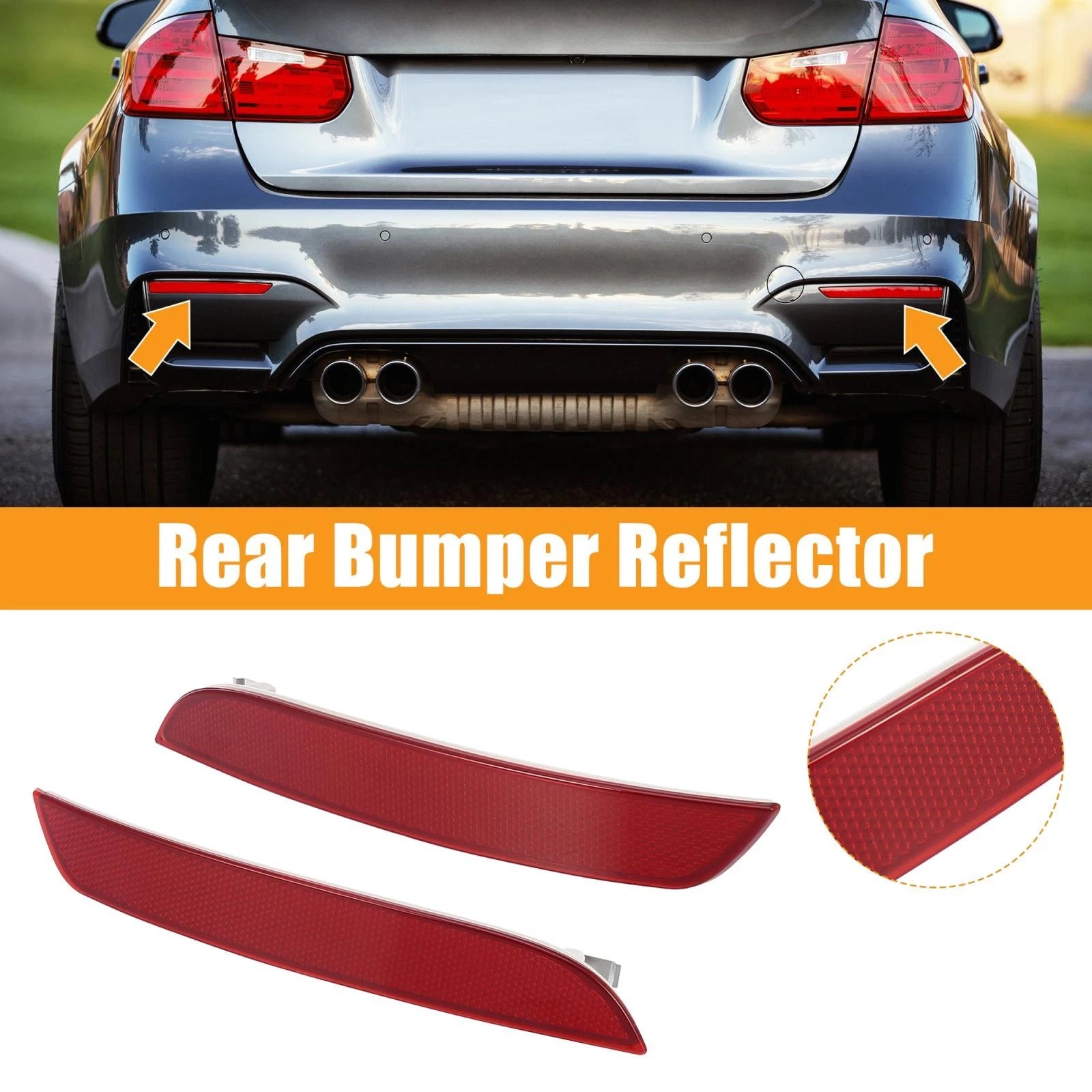 Pair Rear Bumper Reflector Strip Cover for BMW (63147182191)