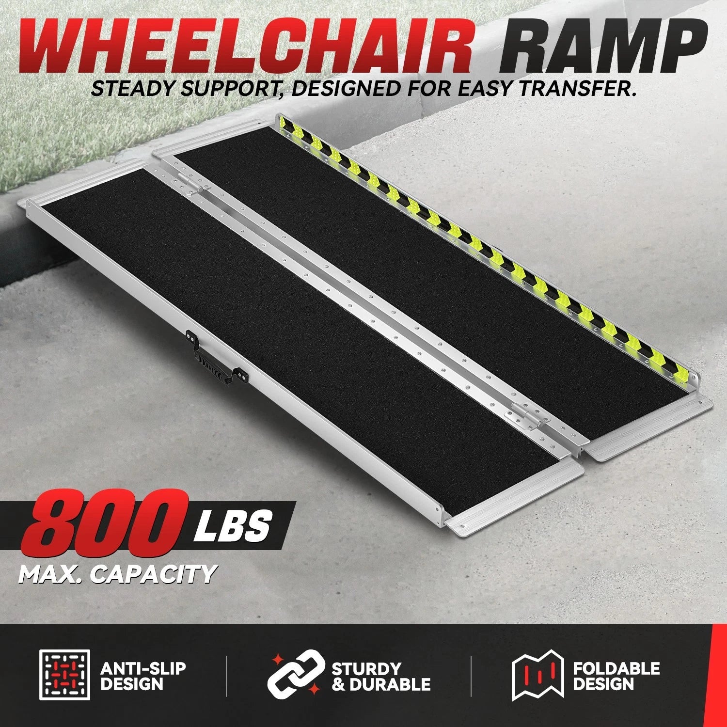29" x 5' Aluminum Wheelchair Ramp - 880 lbs Capacity