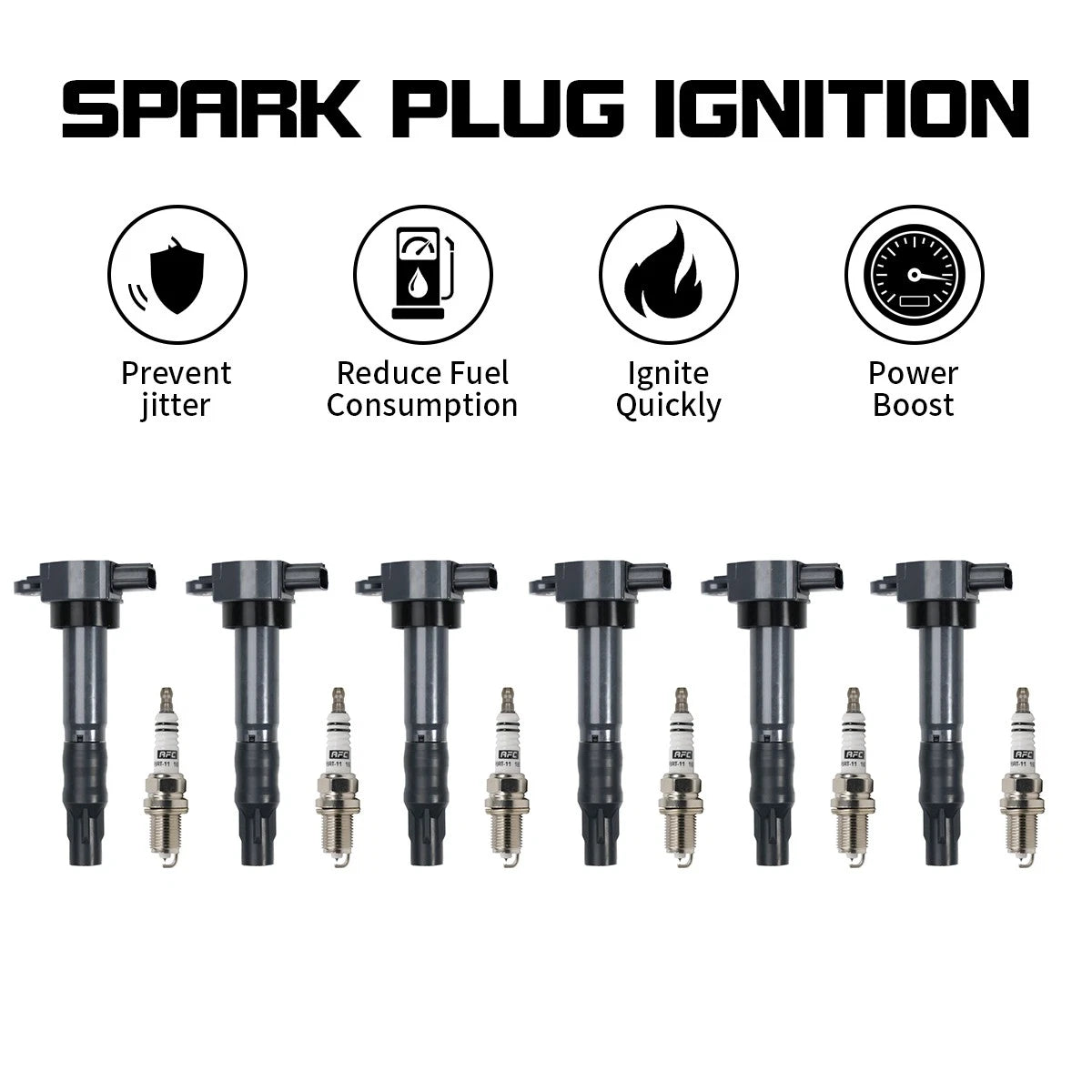 Set of 6 Ignition Coils & Spark Plugs for Mitsubishi Eclipse (2008–2012)