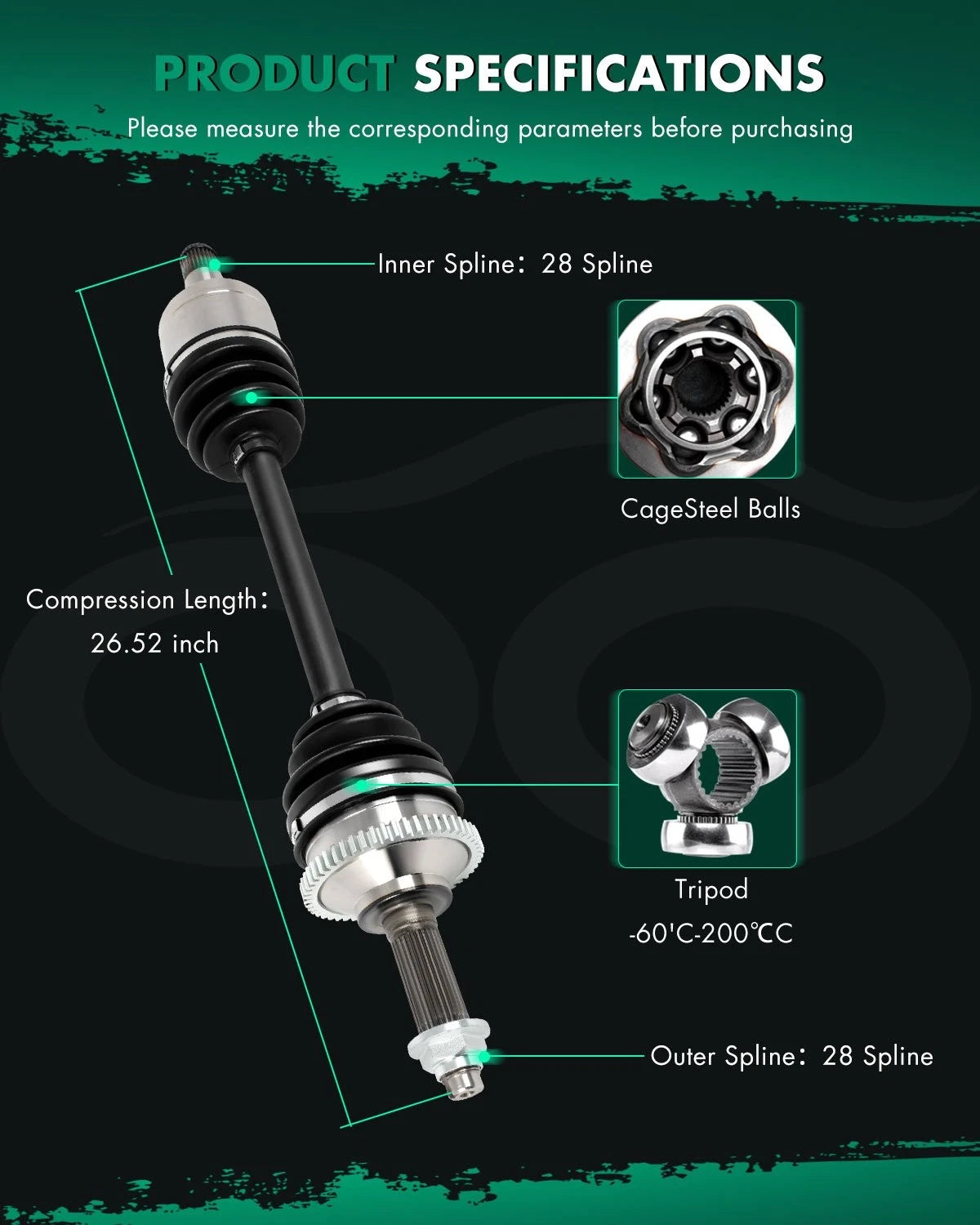 CV Axle Assembly for Kia Sedona V6 3.5L (2002–2005)