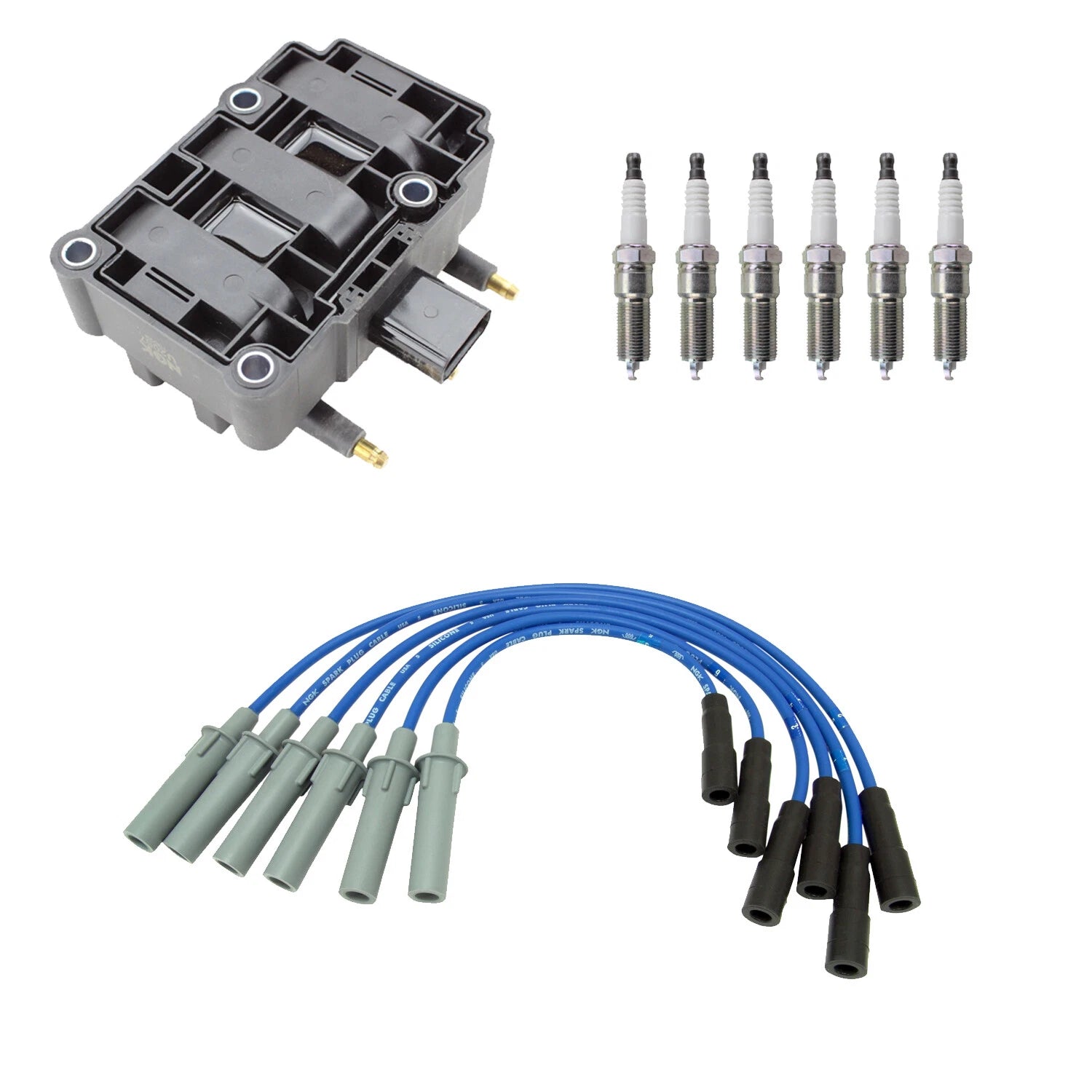 NGK Ignition Coil Wires & 6 Platinum Spark Plugs for Pacifica Routan (2004–2010)