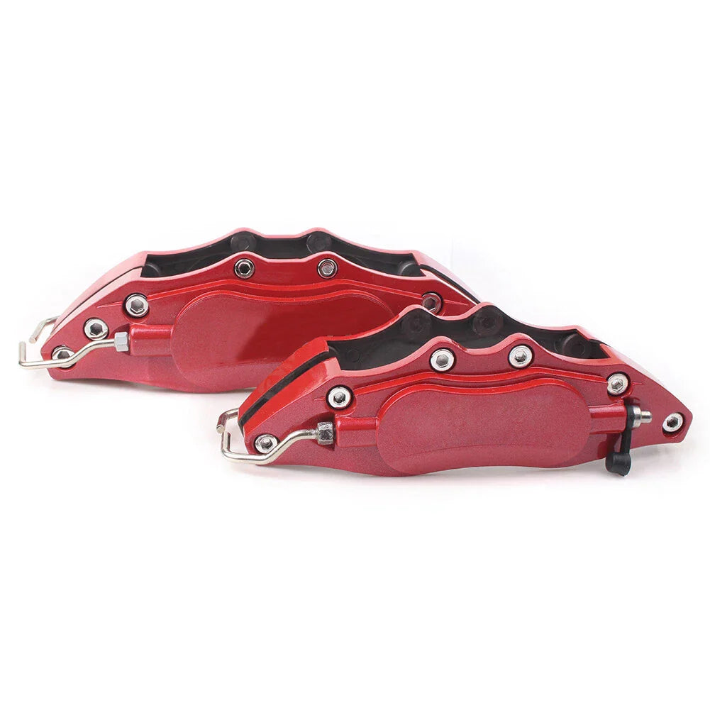 4 x 3D Metal Brake Caliper Covers for Universal Car - Large & Medium Red
