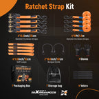Set of 4 S-Hook Ratchet Straps for ATV Motorcycle Trailer Truck
