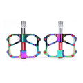 Pair Aluminum Electroplated Rainbow Pedals for Bicycle DH XC MTB (L7U)