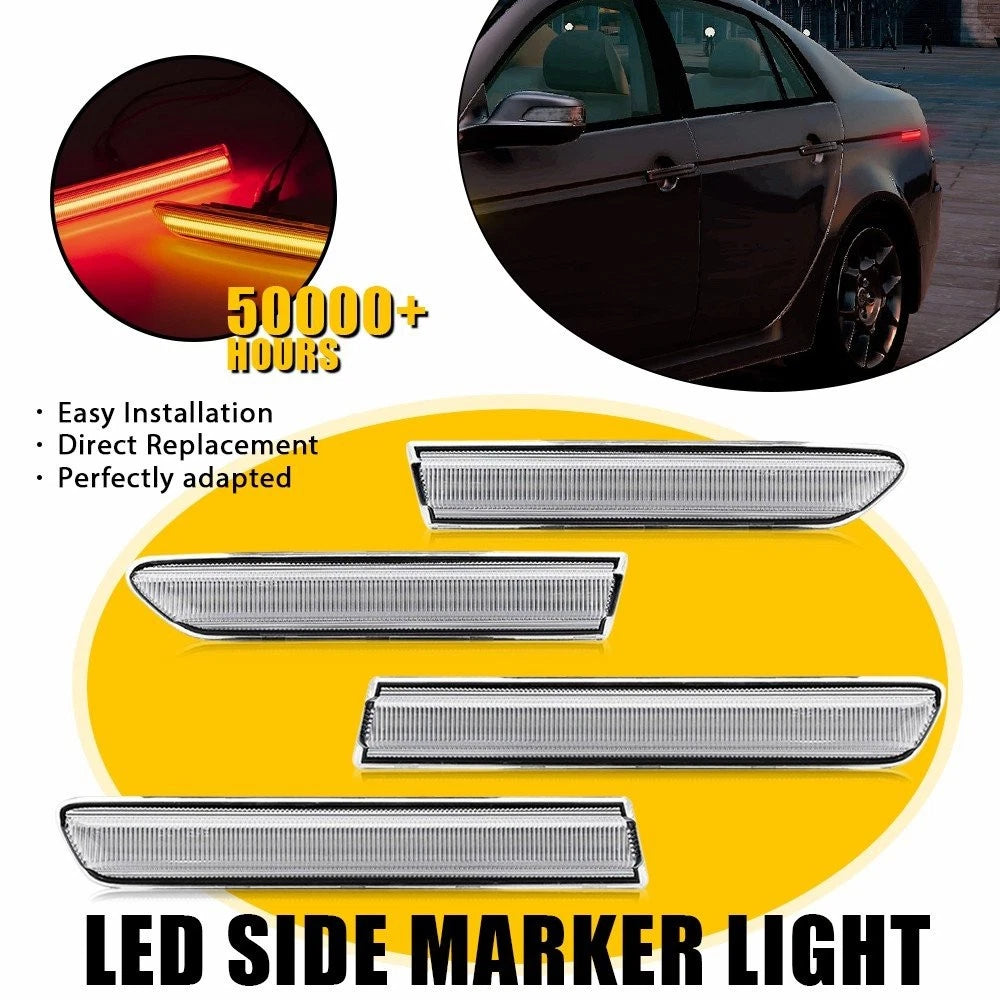 Set of 4 LED Front Rear Side Marker Lights for Acura TL (2004–2008)