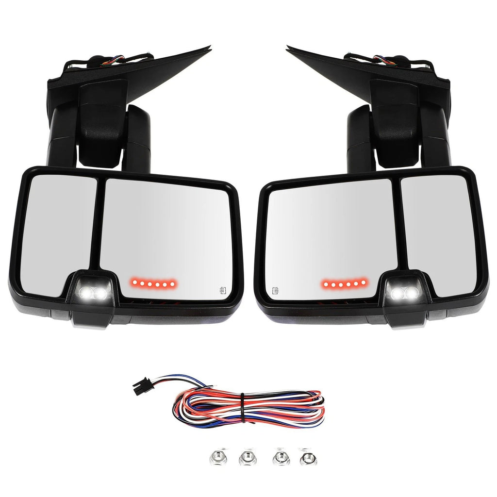 Set of 2 Power Heated Signal Tow Mirrors for Chevy Silverado GMC Sierra (2014–2018)