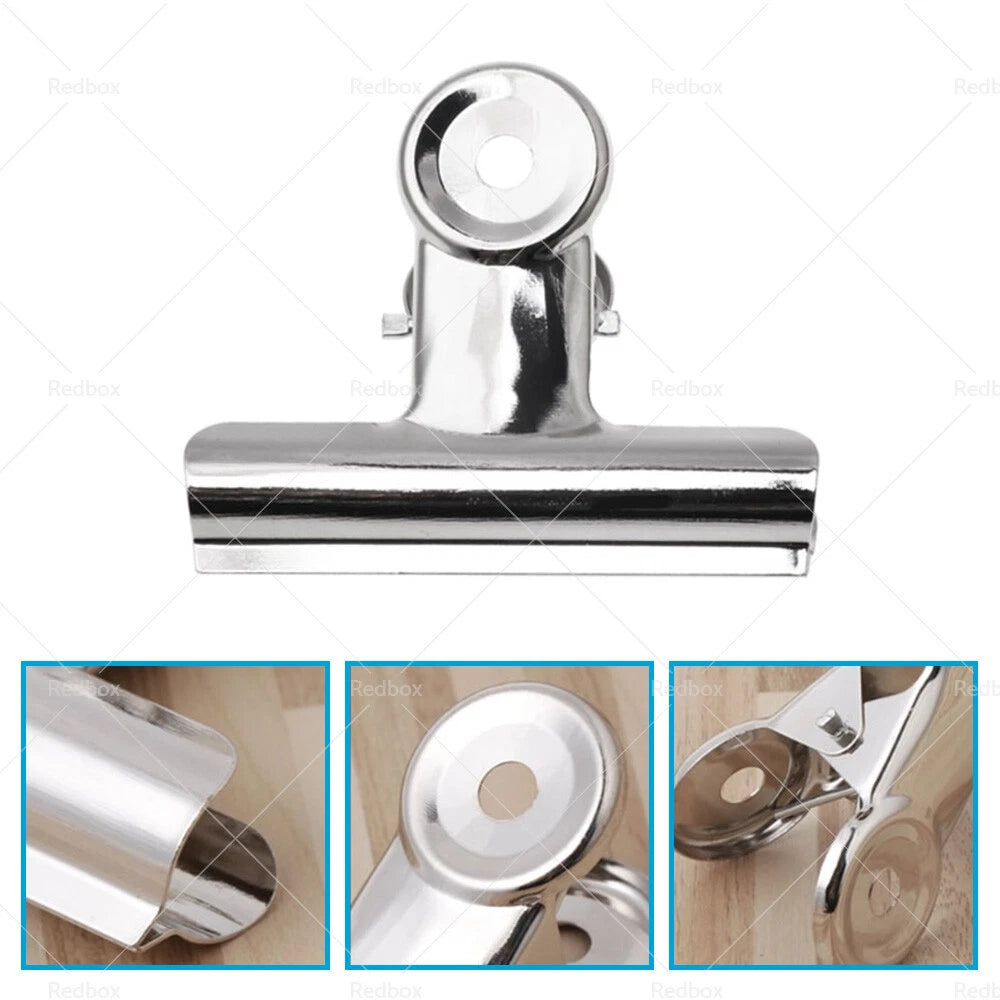 Set of 6 Stainless Steel Bulldog Paper Clips 75mm