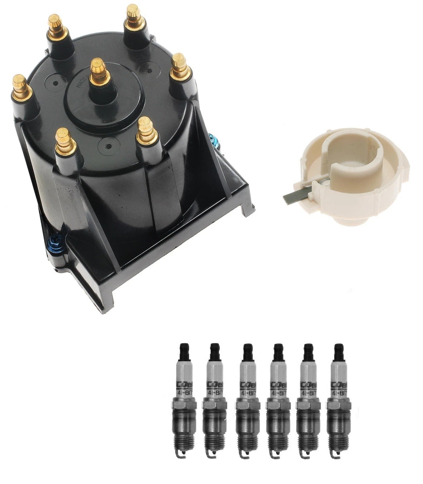 Distributor Rotor Cap & Spark Plugs Kit for Pontiac Chevy GMC 4.3L V6 (1996–2002)