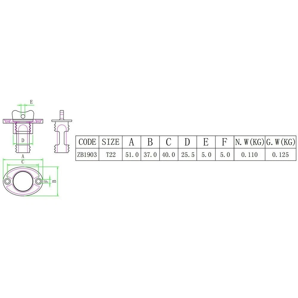 316 SS Drain Elliptical Hand-twist for Boat Maintenance
