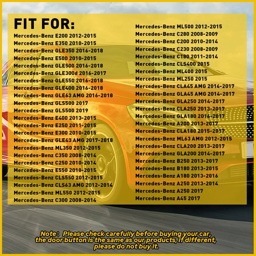 Set of 14 Door Window Switch Button Cover Stickers for Benz E200 (2012–2015)