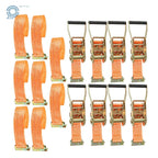 Set of 8 2-Inch x 15-Foot Orange E-Track Ratchet Straps 4000 lbs