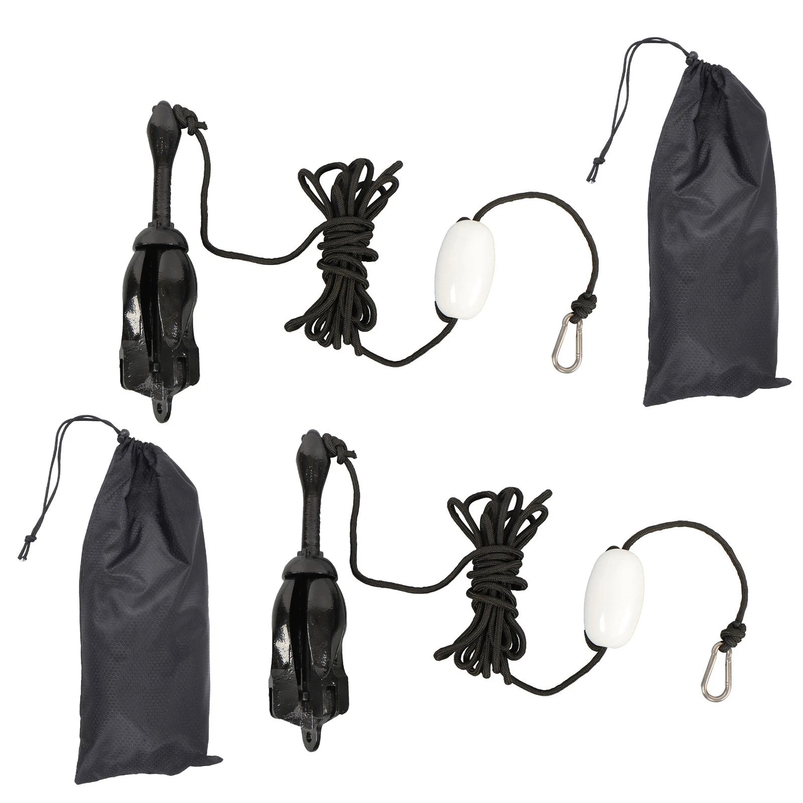2-Pack Folding Kayak Anchor Set for Grapnel Boat (Black, 3.2KG)