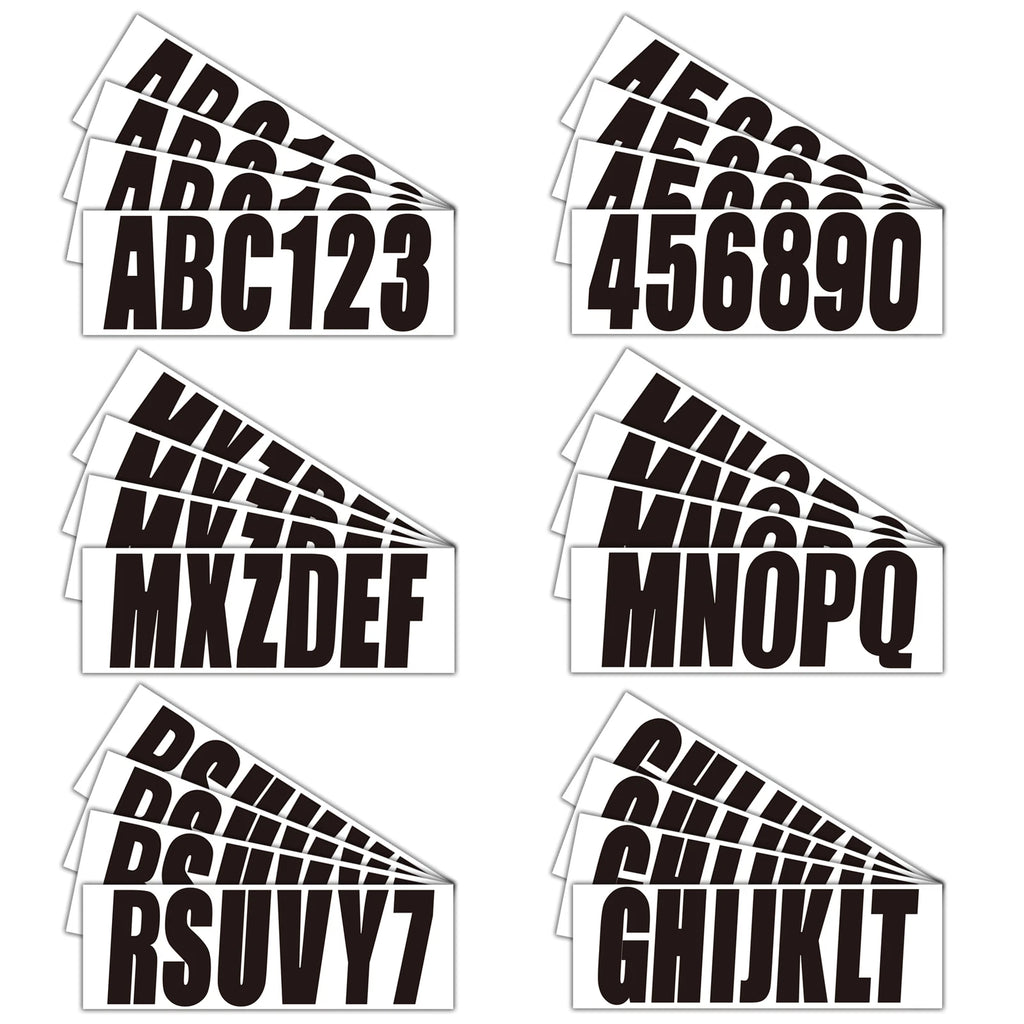 Set of 4 Boat Registration Decal Stickers A-Z & 0-9 Black