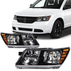 Set of 2 Black Housing Headlights Assembly for Dodge Journey (2009–2018)