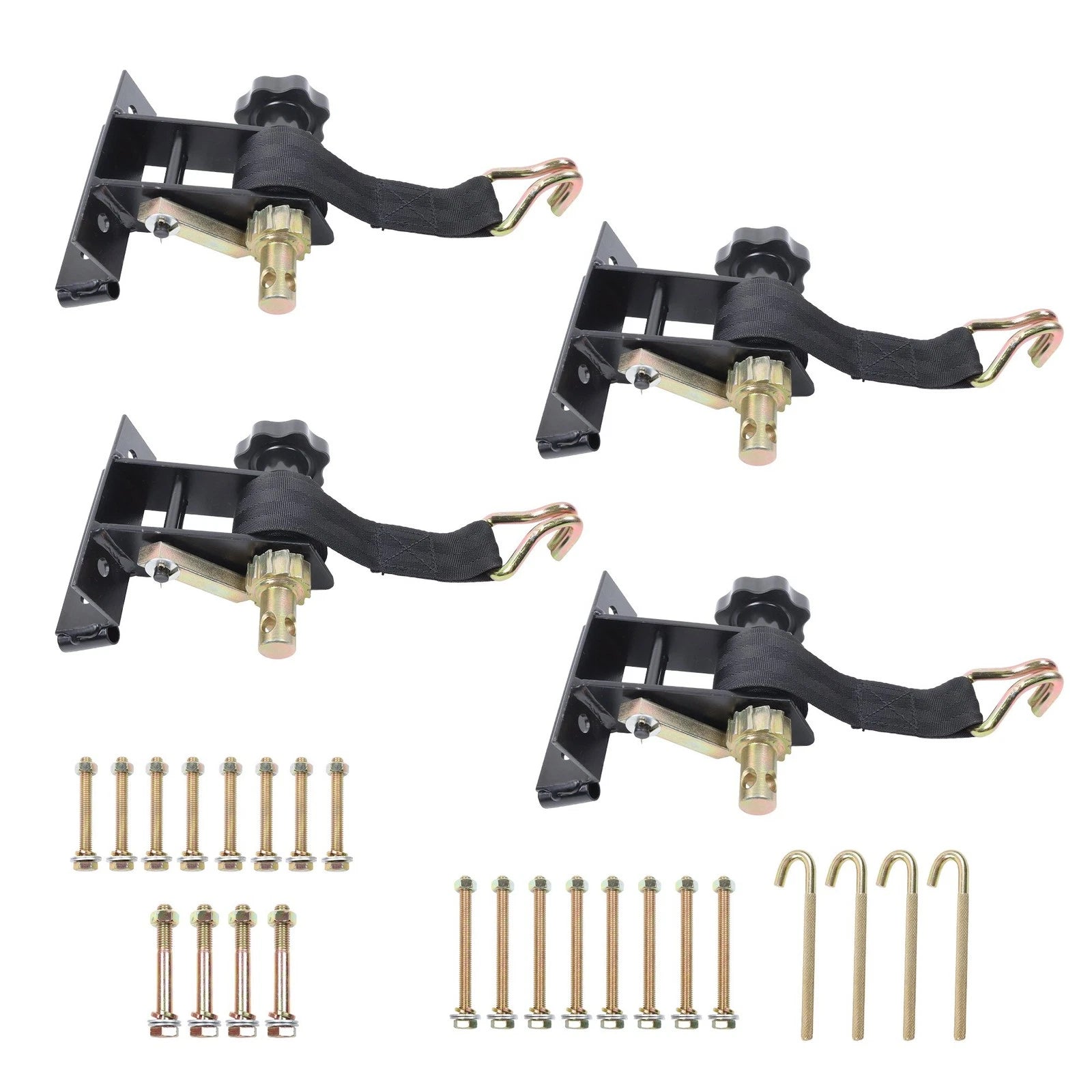 Set of 4 Ladder Rack Ratchet Straps for Truck (1.5" x 7.5')