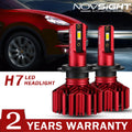 2X H7 LED Headlight Bulbs for NOVSIGHT (6500K, 12000LM, 60W)
