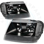 Pair Black Headlight Assembly for Jeep Grand Cherokee (1999–2004)