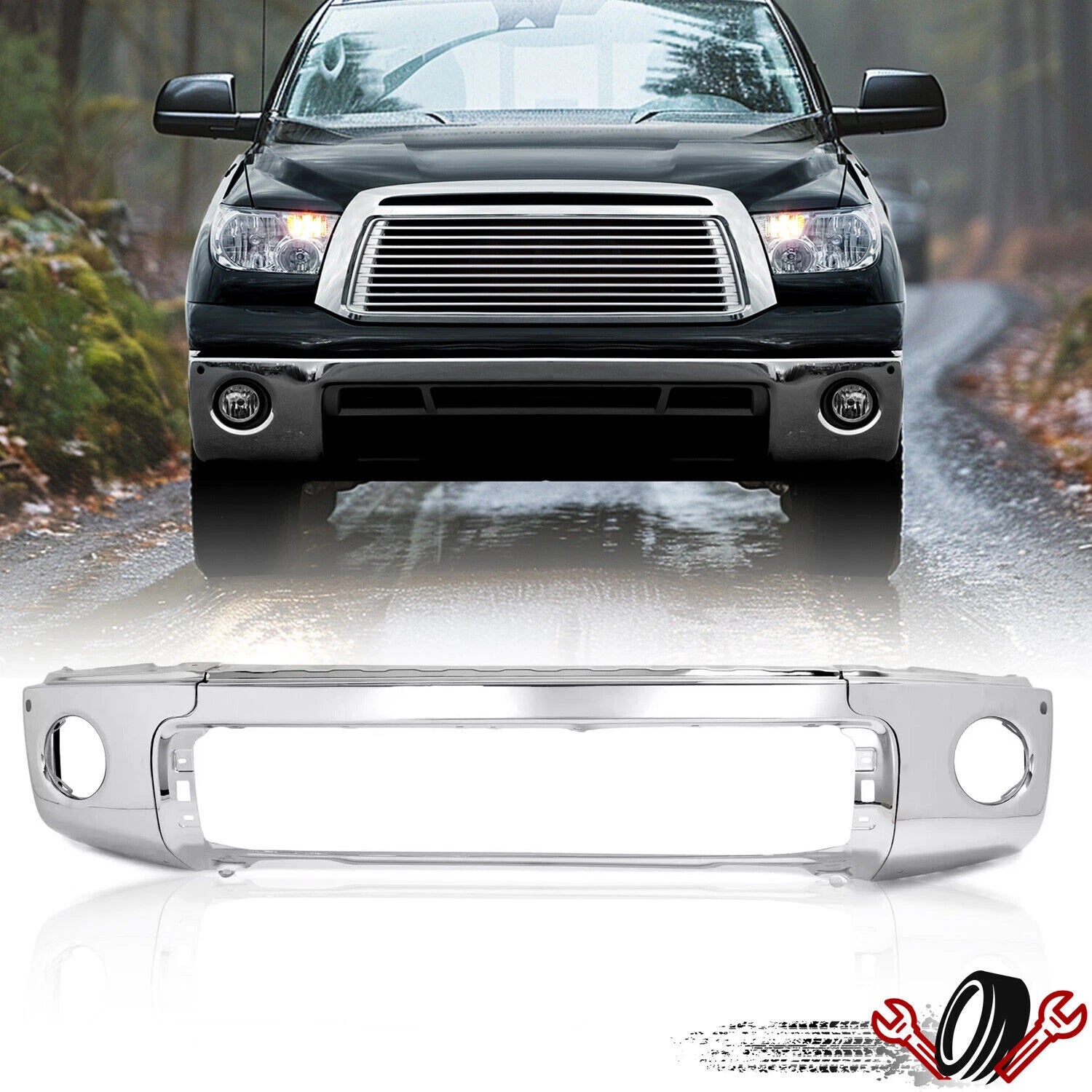 Chrome Front Bumper Cover for Toyota Tundra (2007–2014)