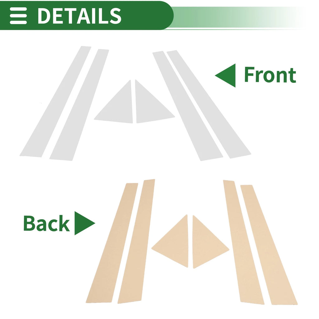 Set of 6 Door Pillar Window Trim for Suzuki Forenza (2004–2008) Chrome