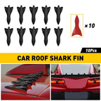 10Pc Shark Fin Diffuser for Universal Car Roof Spoiler (Carbon Fiber)