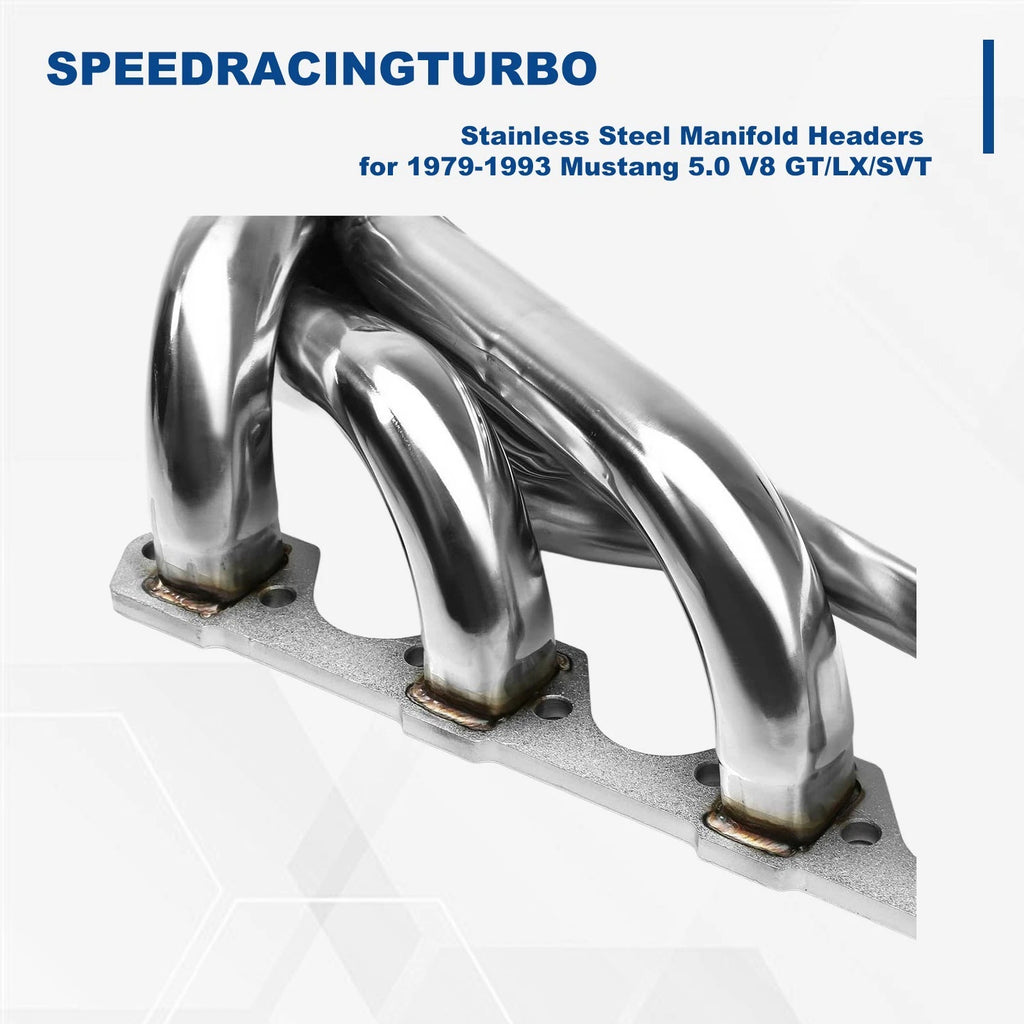 Stainless Racing Exhaust Manifold Header for Ford Mustang 5.0 302 V8 (1982–1993)