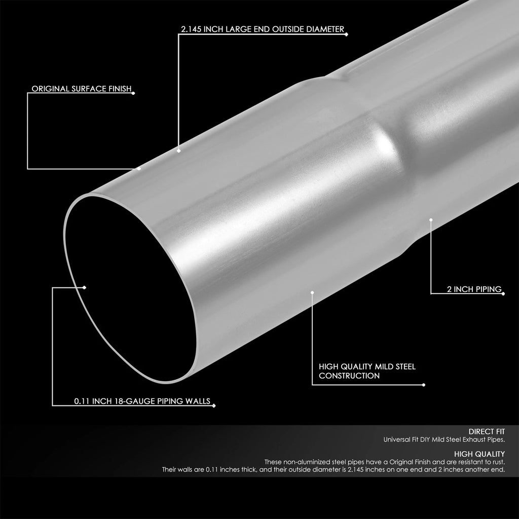 8Pcs 2.0" OD Mild Steel Exhaust Pipe Tubing Kit for Custom Applications