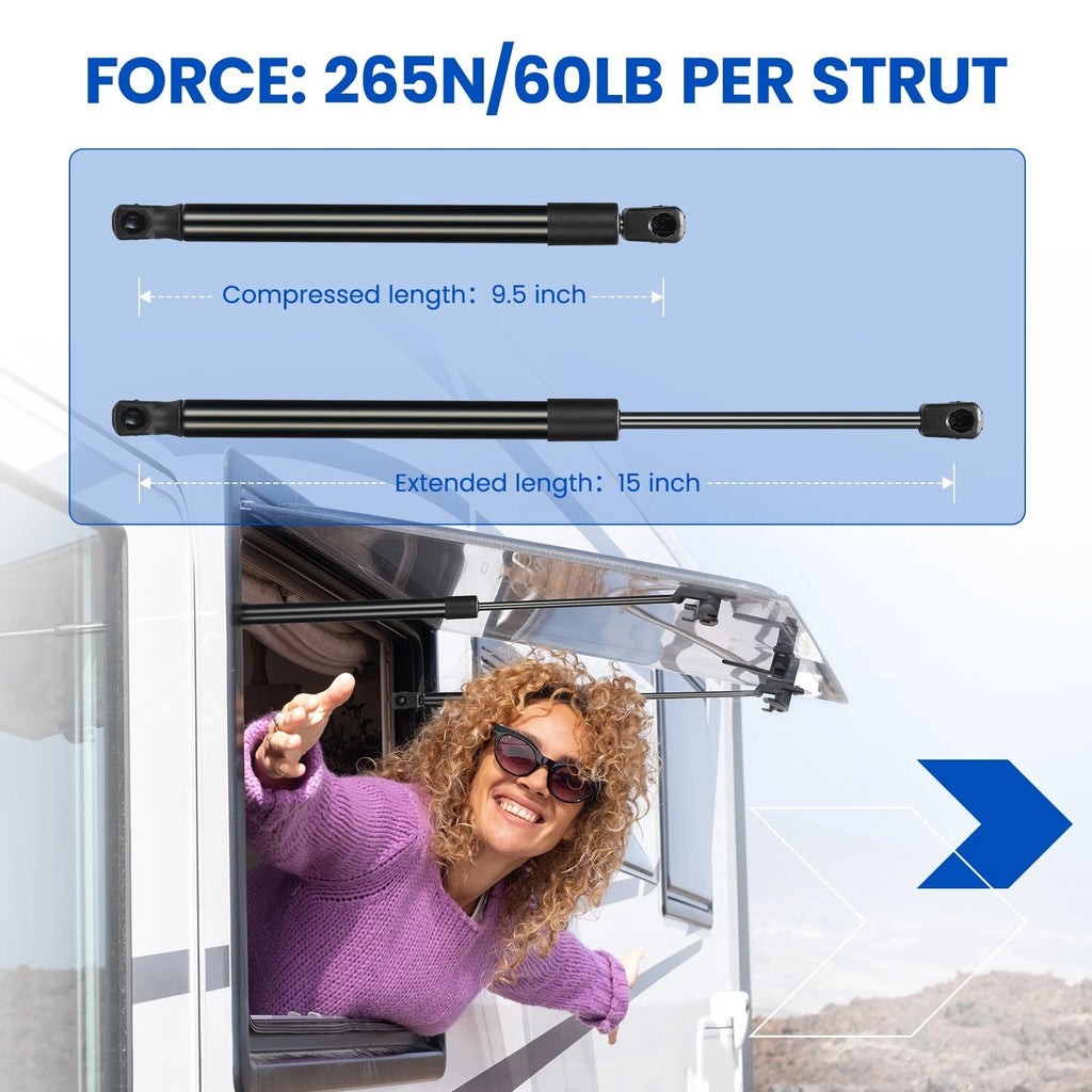 Gas Spring Support for 15 in 60 Lbs Leer Camper Shell Topper (2011-2024)